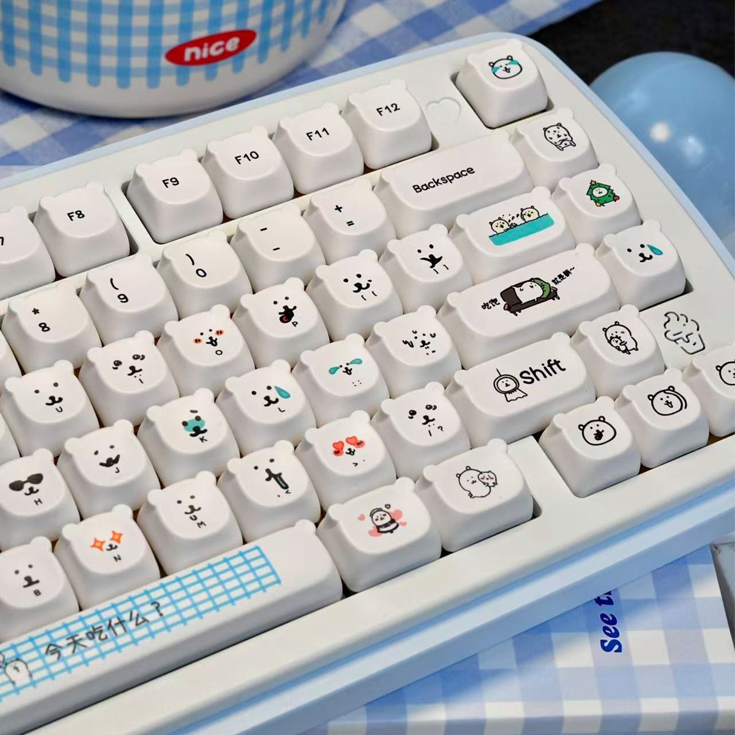 Gaming Accessories Japan - Teclas PBT Kawaii Cartoon Joke Bear